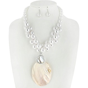 FASHION SHELL AND PEARLS NECKLACE SET