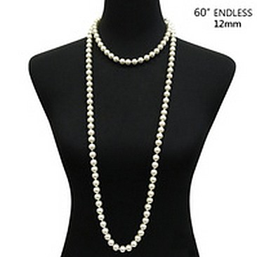 60" ENDLESS 12MM PEARL NECKLACE