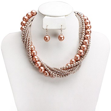 STYLISH MULTI STRAND TWISTED PEARL NECKLACE