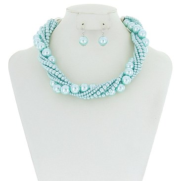 STYLISH MULTI STRAND TWISTED PEARL NECKLACE