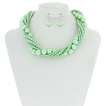 STYLISH MULTI STRAND TWISTED PEARL NECKLACE