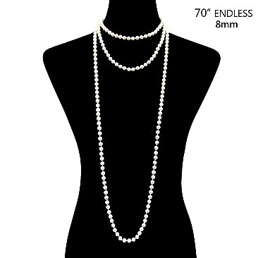 FASHION 70" ENDLESS 8MM PEARL NECKLACE