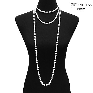 FASHION 70" ENDLESS 8MM PEARL NECKLACE