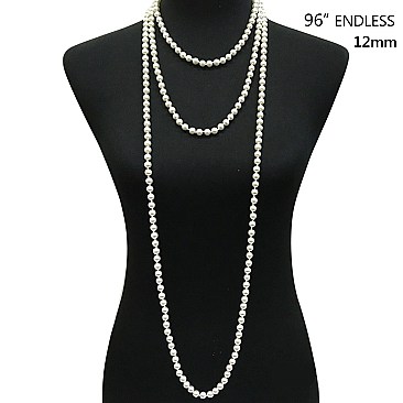 FASHION 96" ENDLESSS 12MM PEARL NECKLACE