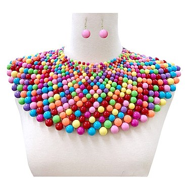 LOVELY PEARL BIB NECKLACE SET