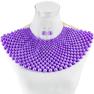 LOVELY PEARL BIB NECKLACE SET