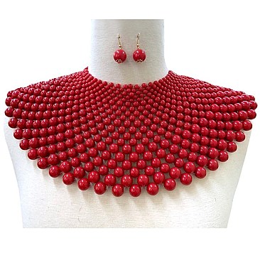 LOVELY PEARL BIB NECKLACE SET