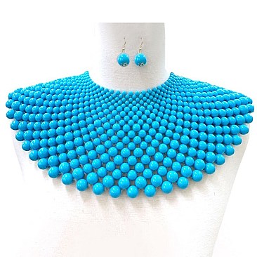 LOVELY PEARL BIB NECKLACE SET