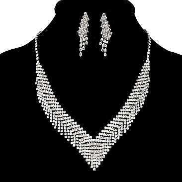 V-FORM RHINESTONES FASHION NECKLACE SET