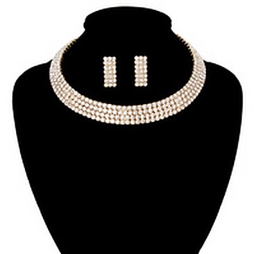 4 LINE RHINESTONE CHOKER SET