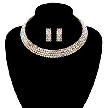 4 LINE RHINESTONE CHOKER SET