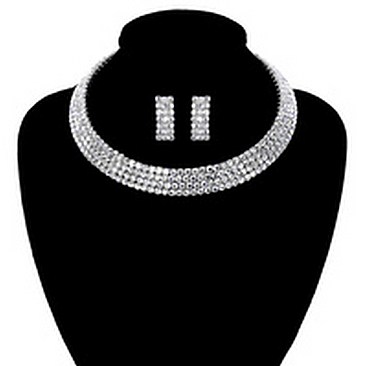 4 LINE RHINESTONE CHOKER SET