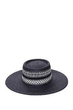 NATURAL WOVEN BOATER HAT