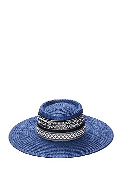 NATURAL WOVEN BOATER HAT