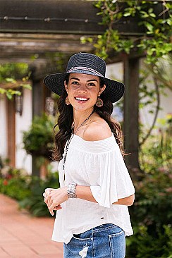 NATURAL STYLISH BLACK BOATER HAT