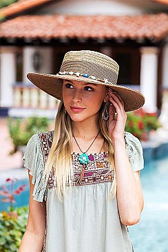 LADIES SUN HAT WITH SHEEL BEADS