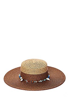 LADIES SUN HAT WITH SHEEL BEADS
