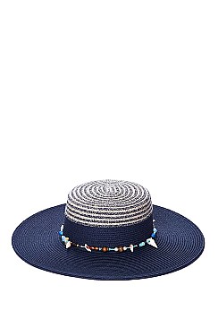 LADIES SUN HAT WITH SHEEL BEADS