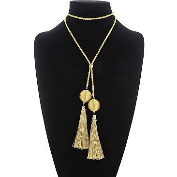 Classy Double Layer Gold Tone with Tassle Fashion Necklace SLNS0526