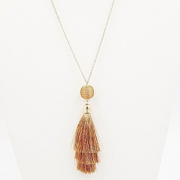 STYLISH LONG CHAIN W/ TASSEL PENDANT FASHION NECKLACE SLNS0607