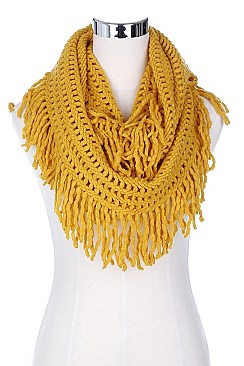 COMFY FRINGE KNIT INFINITY SCARVES