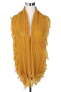 COMFY FRINGE KNIT INFINITY SCARVES