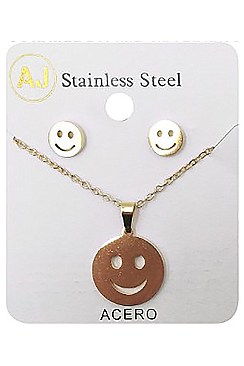 PACK OF 12 CUTE ASSORTED COLOR STAINLESS STEEL NECKLACE EARRING SET