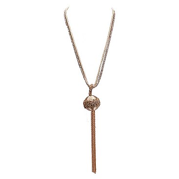 2 LINE NK W/ BALL PENDANT AND TASSELS