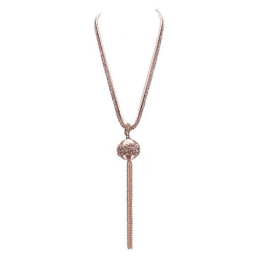 2 LINE NK W/ BALL PENDANT AND TASSELS