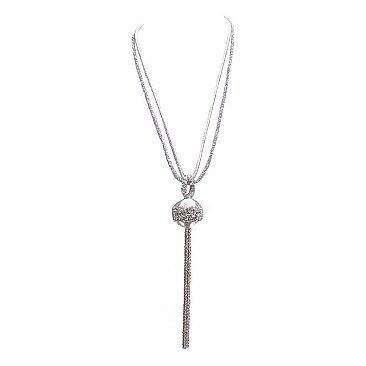 2 LINE NK W/ BALL PENDANT AND TASSELS