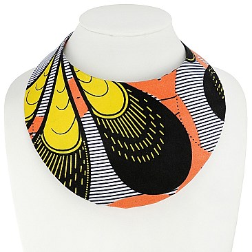 AFRICAN PRINT FABRIC BIB NECKLACE