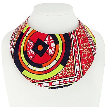 AFRICAN PRINT FABRIC BIB NECKLACE