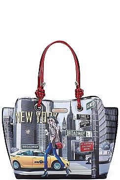 Nicole Lee NEW YORK WALK PRINT SATCHEL BAG