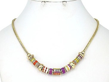 MULTI TEXTURE BEAD 16" FASHION NECKLACE