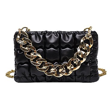 Soft Quilted Chain Flap Square Bag