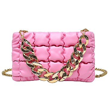 Soft Quilted Chain Flap Square Bag