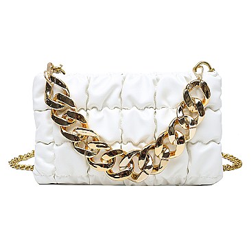 Soft Quilted Chain Flap Square Bag