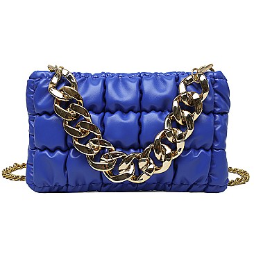 Soft Quilted Chain Flap Square Bag