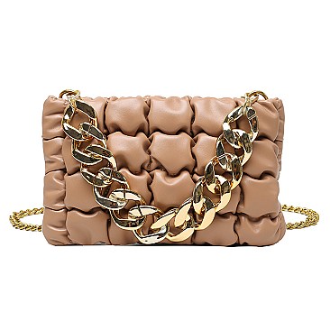 Soft Quilted Chain Flap Square Bag