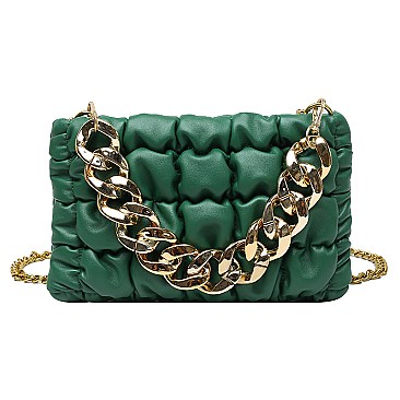 Soft Quilted Chain Flap Square Bag