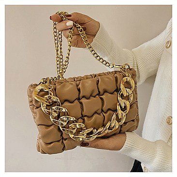 Soft Quilted Chain Flap Square Bag