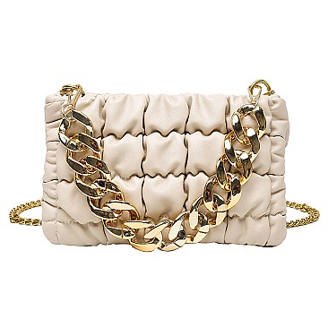 Soft Quilted Chain Flap Square Bag