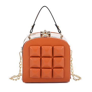 3D Geometric Design Metal Frame Satchel