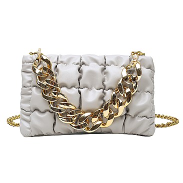 Soft Quilted Chain Flap Square Bag