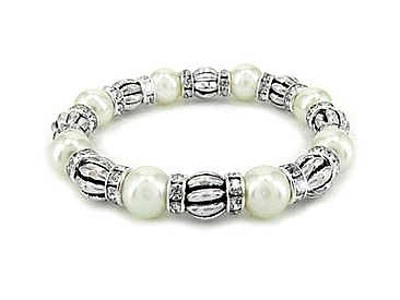 PEARL & CRYSTAL BEADED STRETCH BRACELET