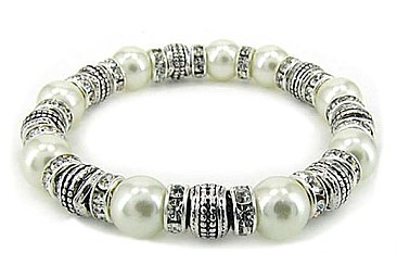 PEARL & CRYSTAL BEADED STRETCH BRACELET