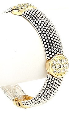 Gem Paved Oval Dot Textured Fashion Bracelet