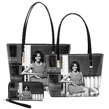 CH-OB2669D 3-in-1 Twin Tote Wallet SET,Michelle Obama