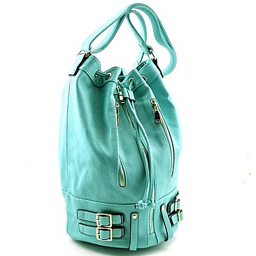 Lavish Belt Style Multi Pocket Tall Hobo Bag with Matching Wallet