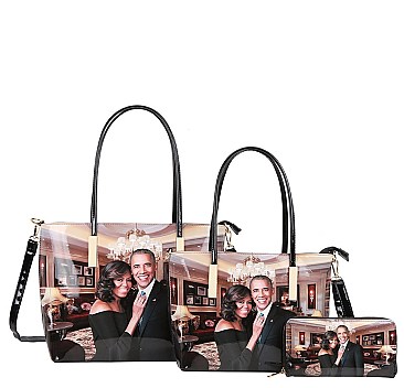 ROYALTY OBAMA PRINT 3 IN 1 SHOPPER SET